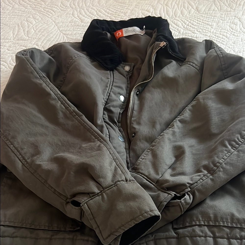 Olive Bomber Jacket with Black Collar